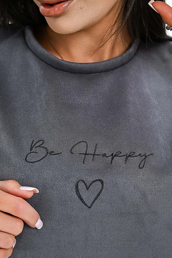 Свитшот из мягкой эко замши НАТАЛИ, серый - фото 2