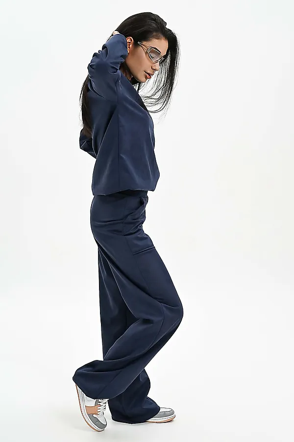 Свитшот из мягкой эко замши НАТАЛИ, синий - фото 2