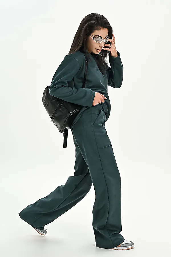 Свитшот из мягкой эко замши НАТАЛИ, изумрудный - фото 2