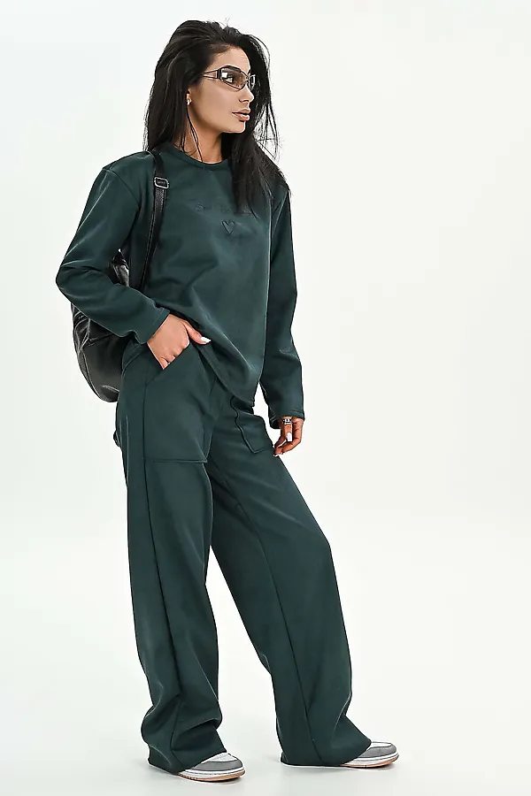 Свитшот из мягкой эко замши НАТАЛИ, изумрудный - фото 2