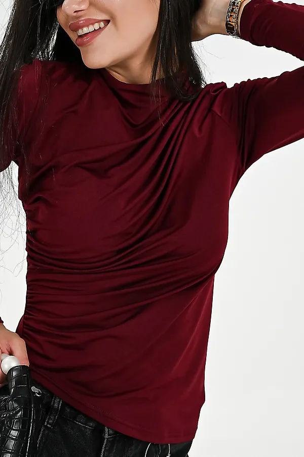 Лонгслив с драпировкой НАТАЛИ, бордовый - фото 2