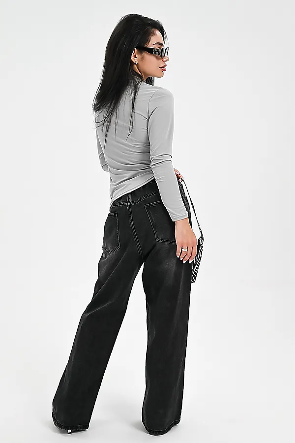 Лонгслив с драпировкой НАТАЛИ, серый - фото 2