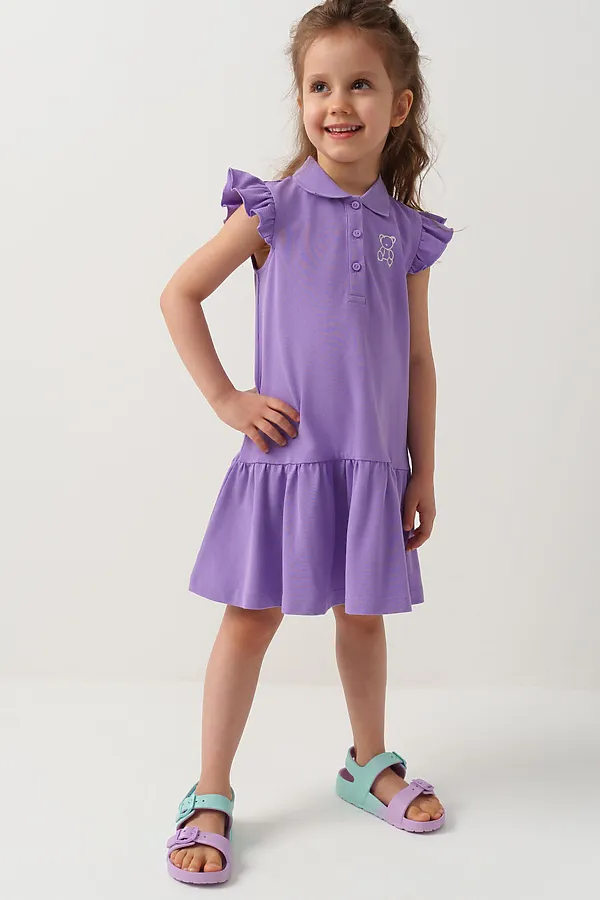 Платье трикотажное для девочек PLAYTODAY, сиреневый - фото 2