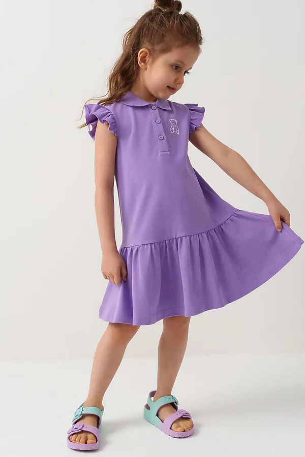 Платье трикотажное для девочек PLAYTODAY, сиреневый - фото 2