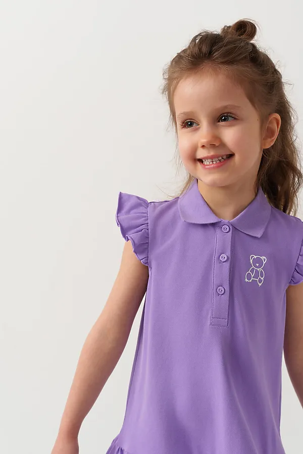 Платье трикотажное для девочек PLAYTODAY, сиреневый - фото 2