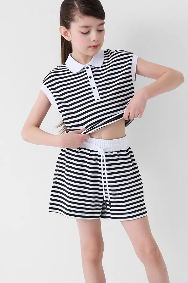 Шорты трикотажные для девочек PLAYTODAY, белый,темно-серый - фото 2