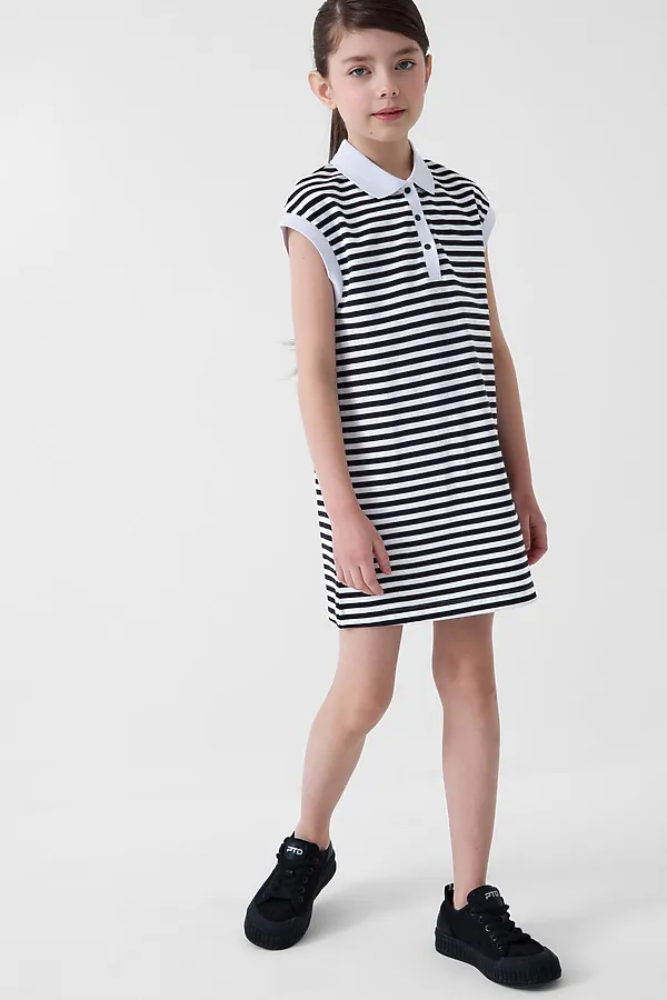 Платье трикотажное для девочек PLAYTODAY, белый,темно-серый - фото 2