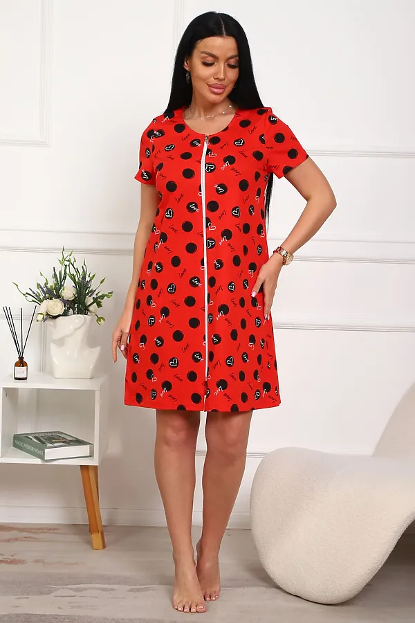 Халат 130т/1 НАТАЛИ, красный, черный - фото 2