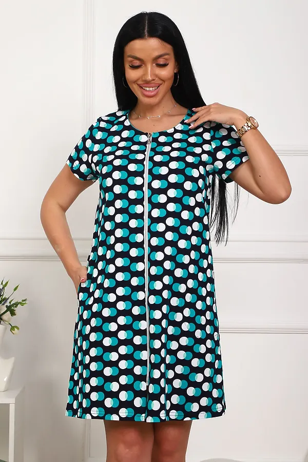 Халат 130т/1 НАТАЛИ, т.синий/т.бирюзовый - фото 2