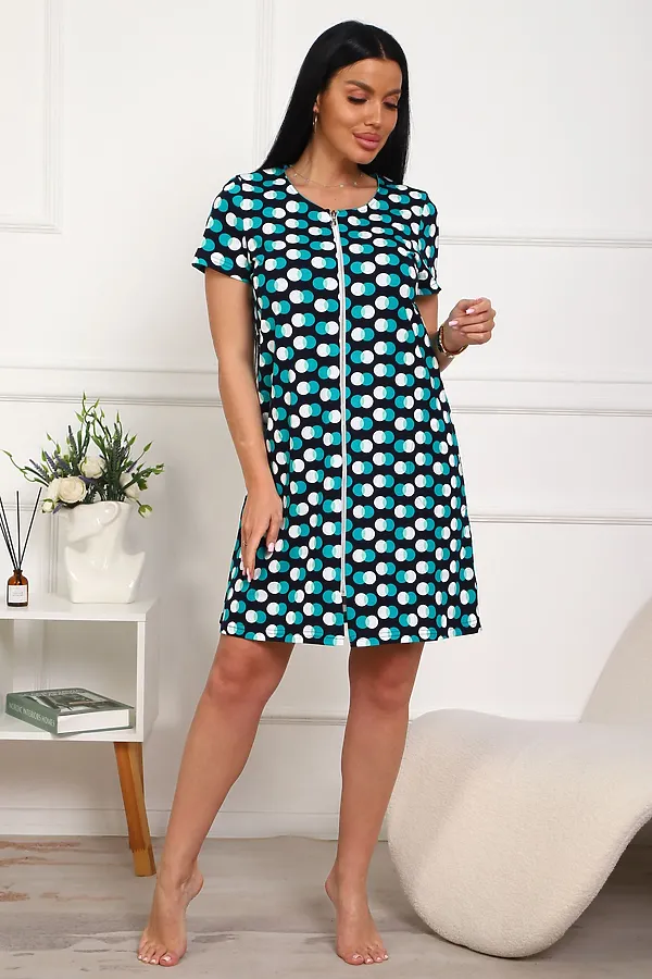 Халат 130т/1 НАТАЛИ, т.синий/т.бирюзовый - фото 2