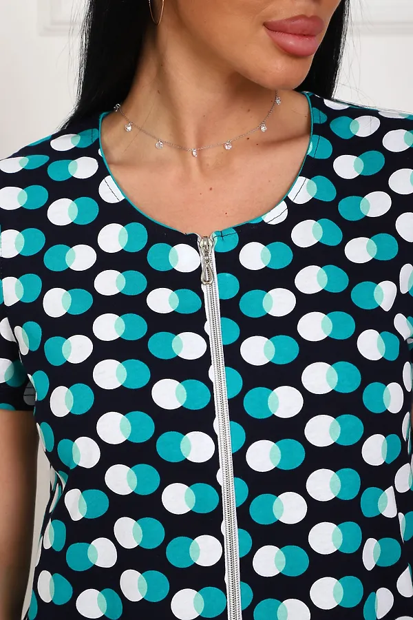 Халат 130т/1 НАТАЛИ, т.синий/т.бирюзовый - фото 2