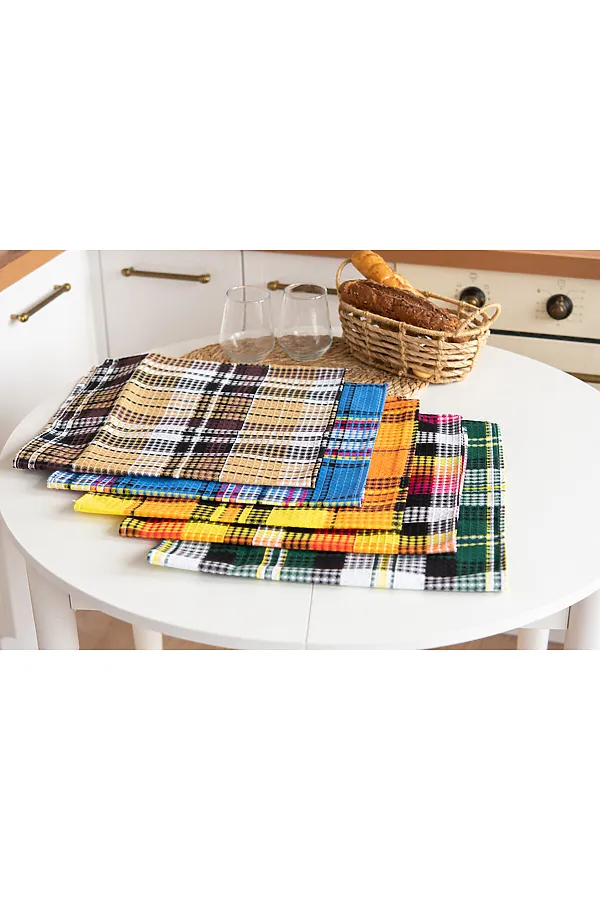 Набор полотенец вафельн."Шотландка" 40*75 см (5шт) НАТАЛИ, в ассортименте - фото 2