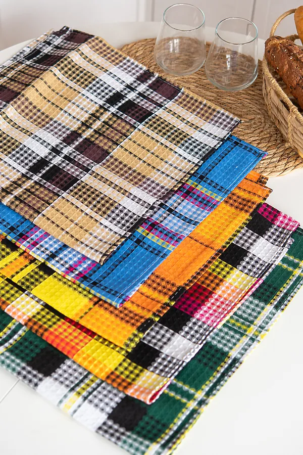 Набор полотенец вафельн."Шотландка" 40*75 см (5шт) НАТАЛИ, в ассортименте - фото 2