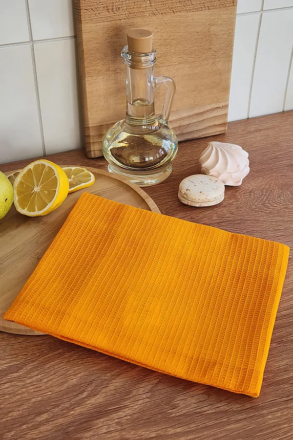 Полотенце вафельн. однотон.  60*45 150г/м2 пакет ТТ НАТАЛИ, апельсин - фото 2