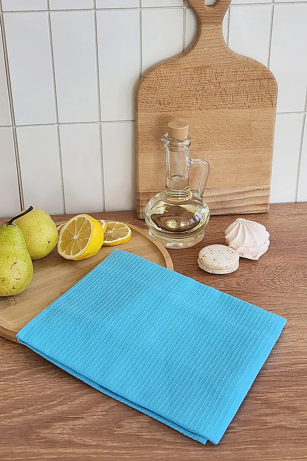 Полотенце вафельн. однотон.  60*45 150г/м2 пакет ТТ НАТАЛИ, небесный - фото 2