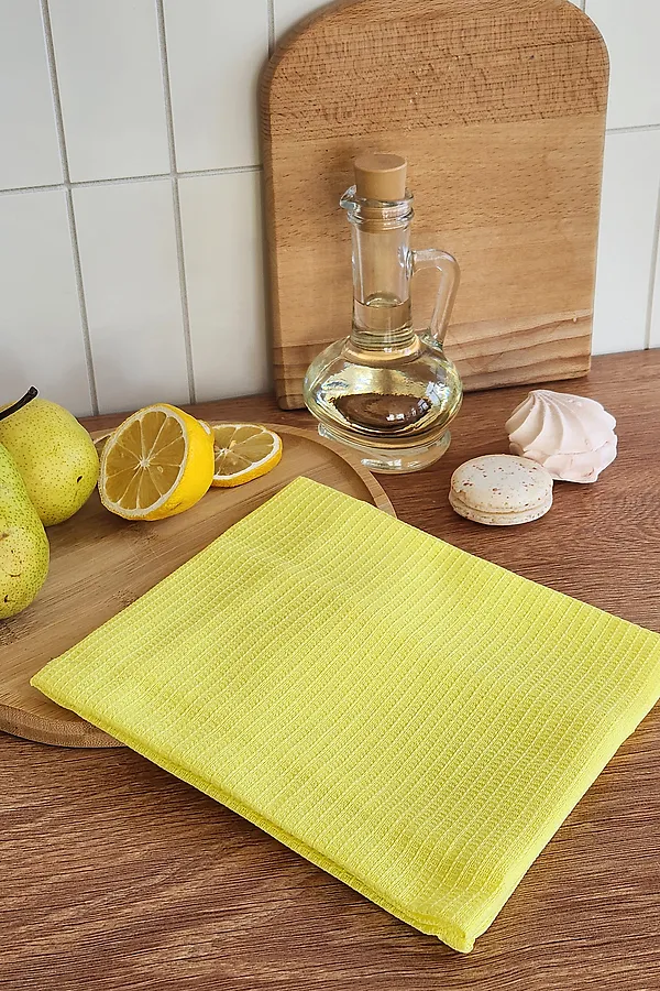 Полотенце вафельн. однотон.  60*45 150г/м2 пакет ТТ НАТАЛИ, лимон - фото 2