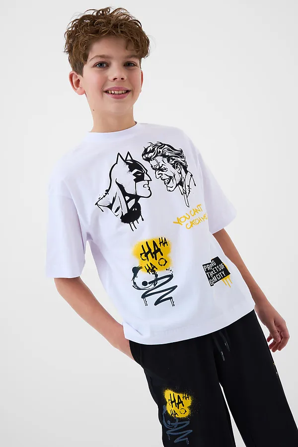 Комплект трикотажный для мальчиков: фуфайка (футболка), брюки PLAYTODAY, белый,черный - фото 2