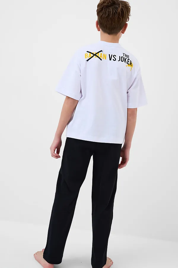 Комплект трикотажный для мальчиков: фуфайка (футболка), брюки PLAYTODAY, белый,черный - фото 2