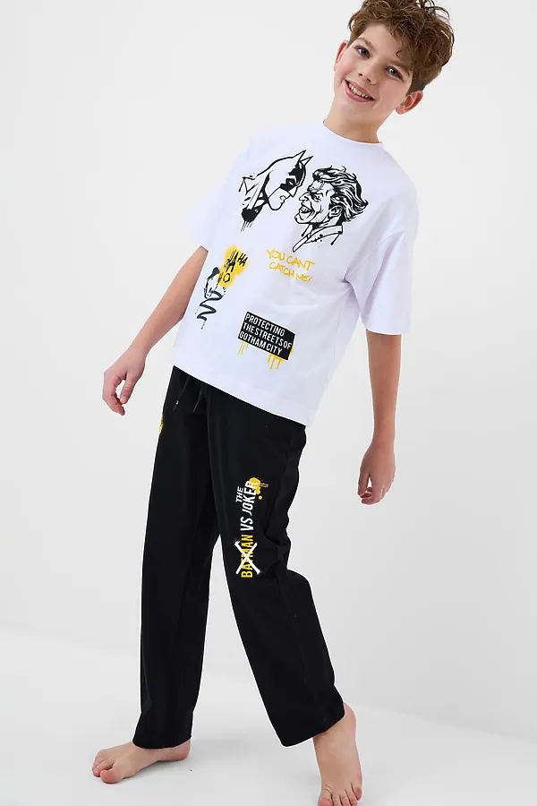 Комплект трикотажный для мальчиков: фуфайка (футболка), брюки PLAYTODAY, белый,черный - фото 2