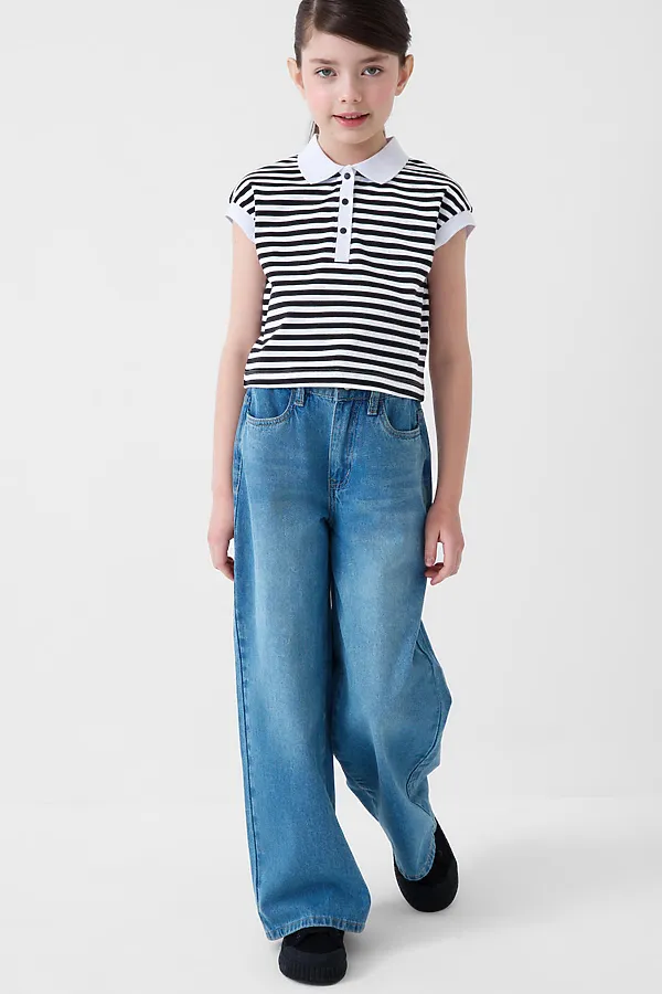 Джемпер трикотажный с воротником поло для девочек PLAYTODAY, белый,темно-серый - фото 2