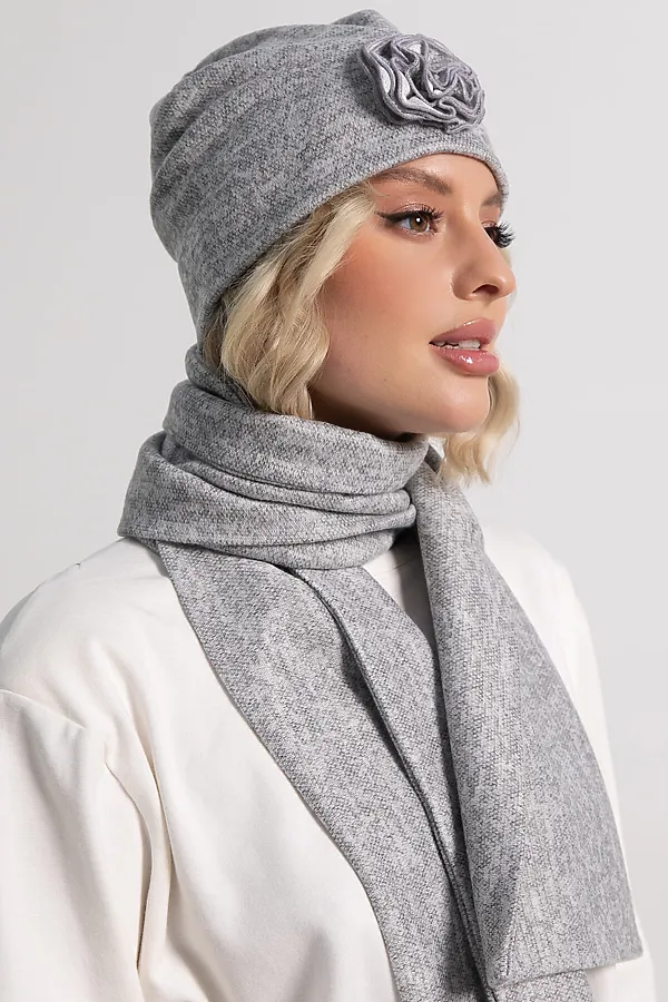 Комплект шапка и шарф LADY TAIGA, серый - фото 2