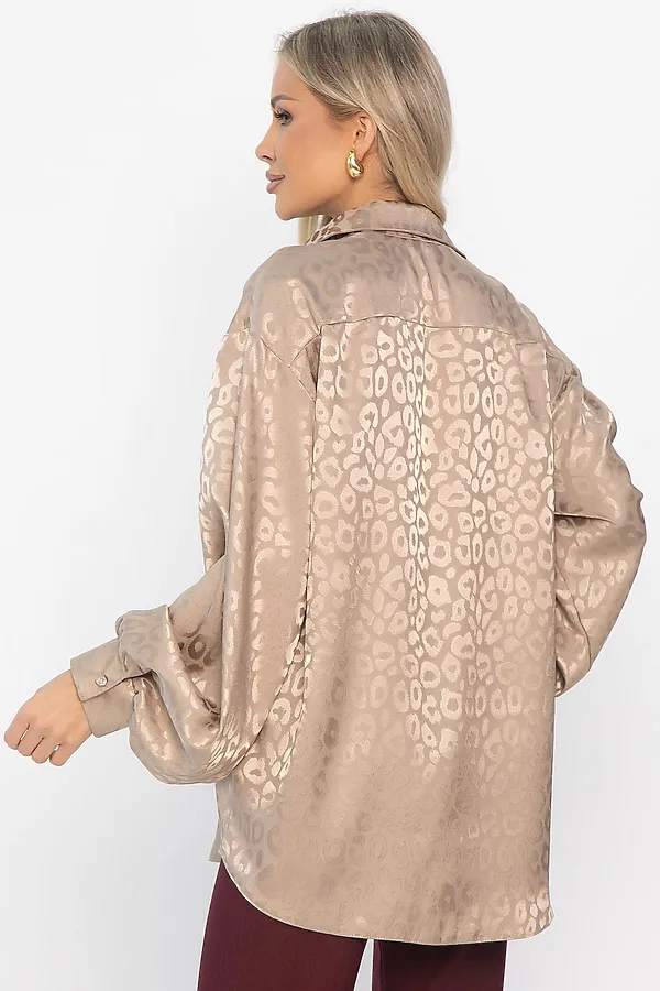 Рубашка атласная Все мысли о тебе LADY TAIGA, бежевая - фото 2
