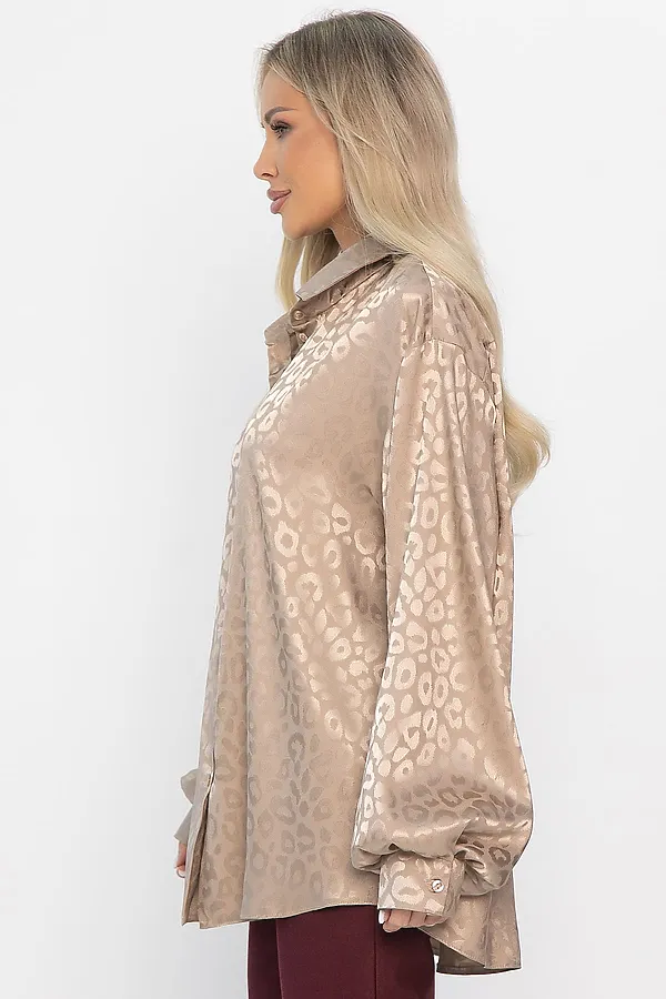 Рубашка атласная Все мысли о тебе LADY TAIGA, бежевая - фото 2