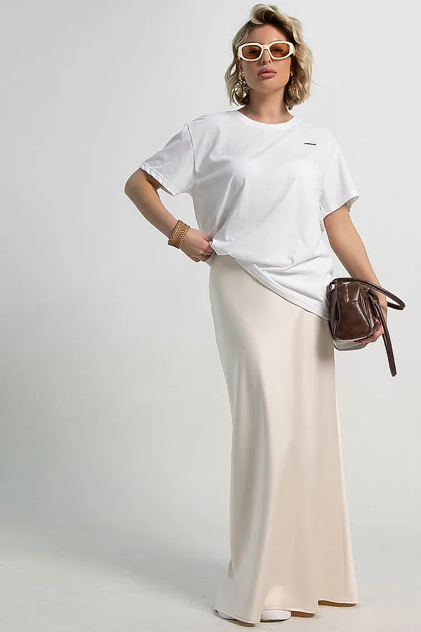 Юбка атласная Эвелин LADY TAIGA, сливочная - фото 2