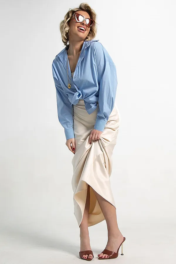 Юбка атласная Эвелин LADY TAIGA, сливочная - фото 2