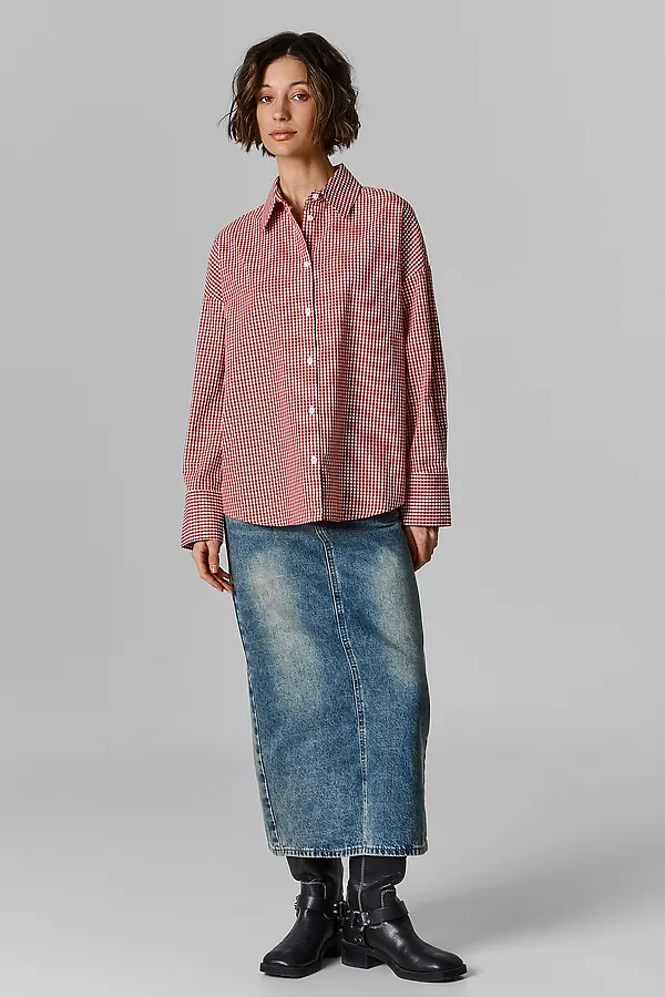 Рубашка женская MARK FORMELLE, клетка виши красная - фото 2