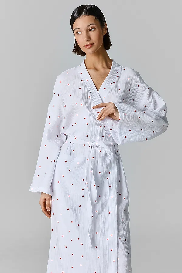 Халат женский MARK FORMELLE, сердечки на белом - фото 2