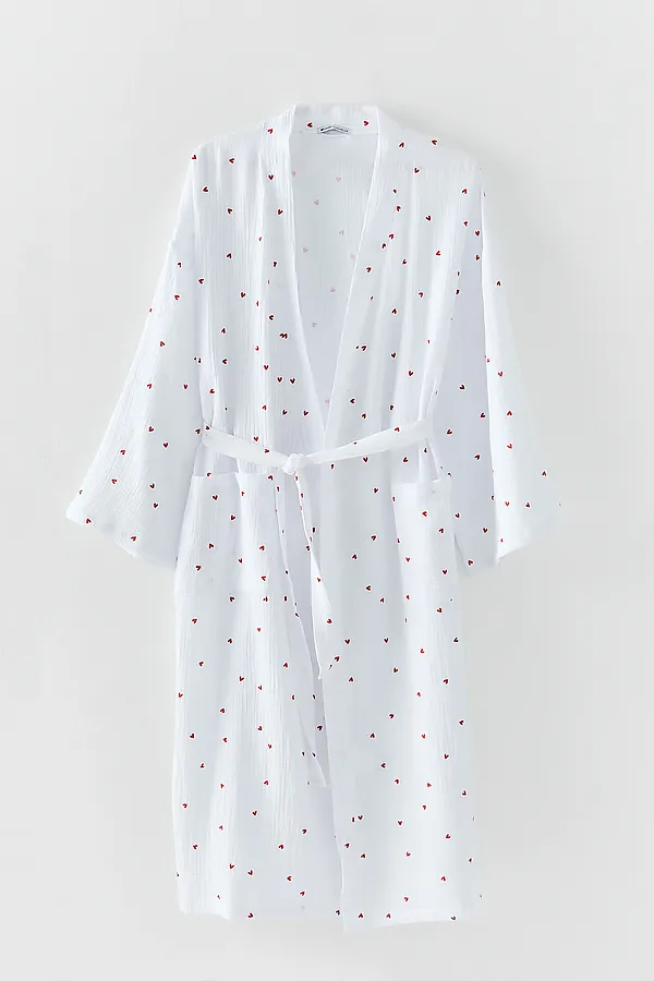 Халат женский MARK FORMELLE, сердечки на белом - фото 2