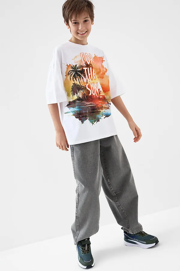 Фуфайка трикотажная для мальчиков (футболка) PLAYTODAY, белый - фото 2