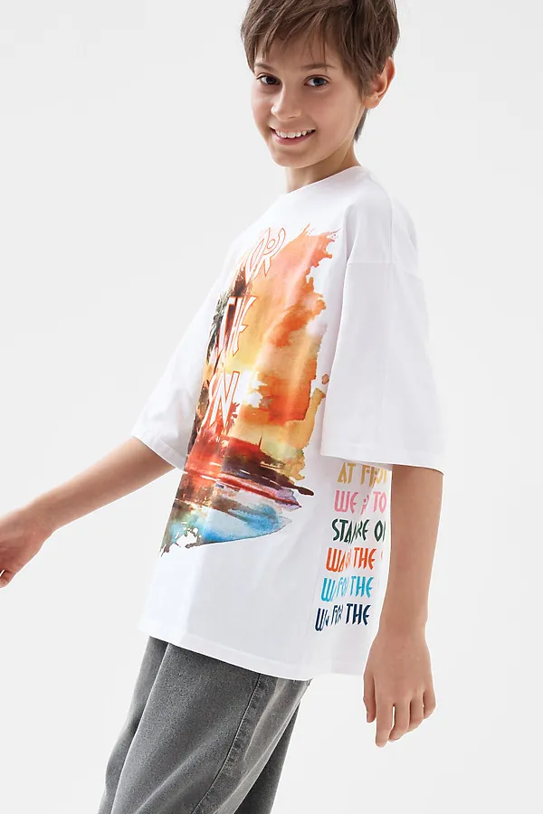 Фуфайка трикотажная для мальчиков (футболка) PLAYTODAY, белый - фото 2