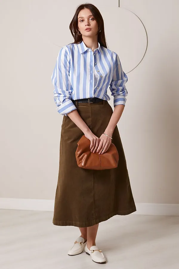 Блуза VILATTE, белый-голубой - фото 2