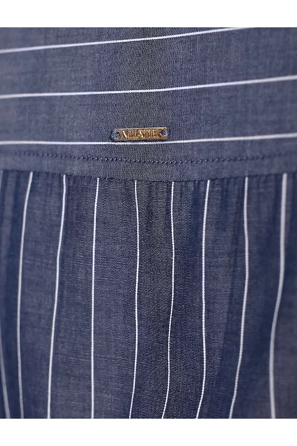 Блузка свободного силуэта в полоску из 100 % хлопка VILATTE, серо-синий - фото 2