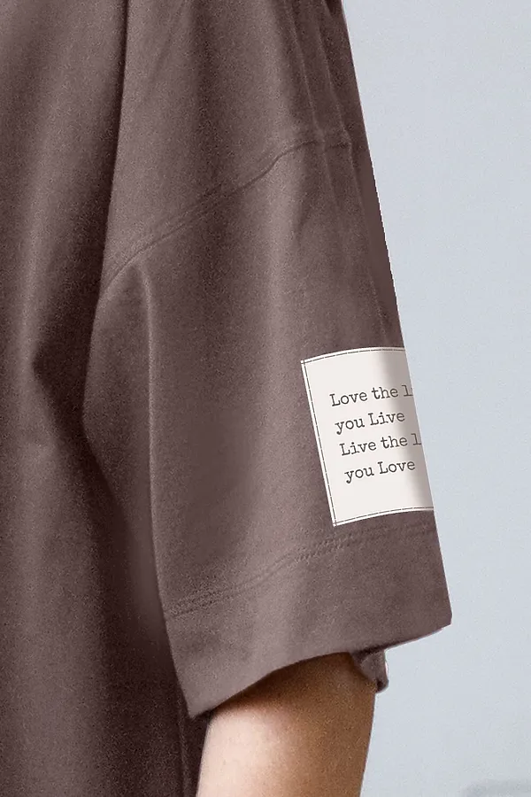 Свободное платье-футболка с разрезами и принтом из 100% хлопка VILATTE, кофе_love_live - фото 2