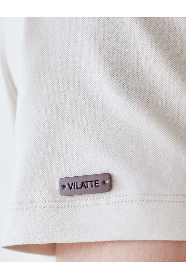 Футболка поло с плетеным воротником на пуговицах из эластичного хлопка VILATTE, белый - фото 2