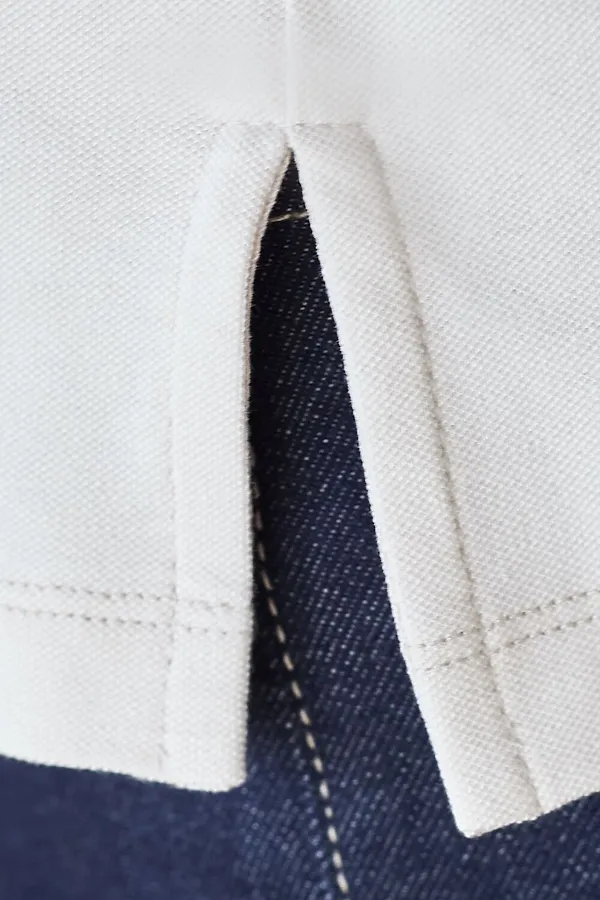 Футболка поло с плетеным воротником на пуговицах из эластичного хлопка VILATTE, белый - фото 2