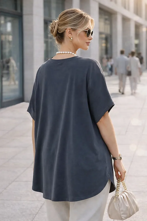 Футболка со стразами Dream Sun арт. F9702 НАТАЛИ, темно-серый - фото 2