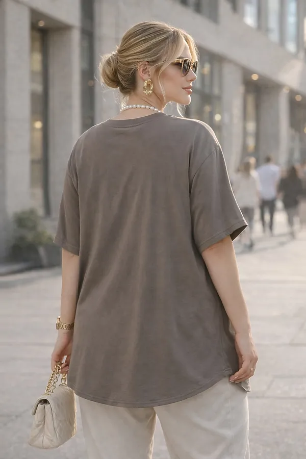 Футболка со стразами Dream Sun арт. F9702 НАТАЛИ, серый - фото 2