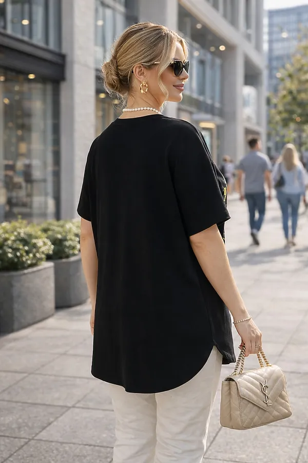 Футболка со стразами Dream Sun арт. F9702 НАТАЛИ, черный - фото 2