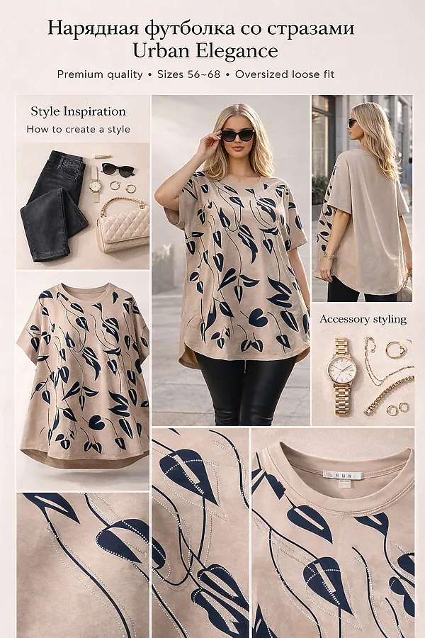 Футболка F8113 Urban Elegance НАТАЛИ, бежевый - фото 2