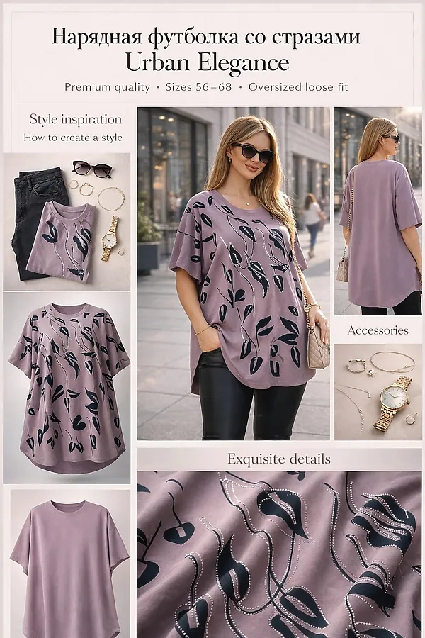 Футболка F8113 Urban Elegance НАТАЛИ, сухая роза - фото 2