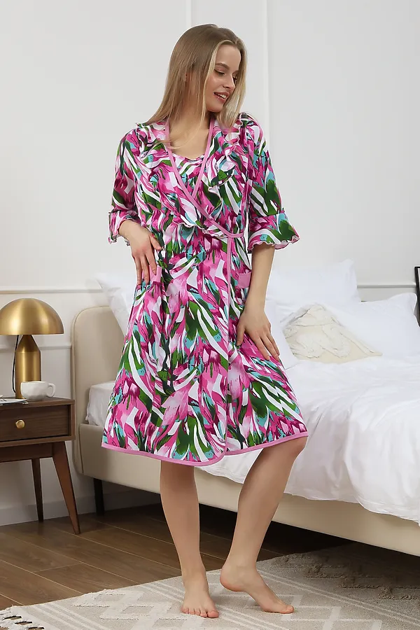 Халат Х130 НАТАЛИ, джунгли, розовый - фото 2