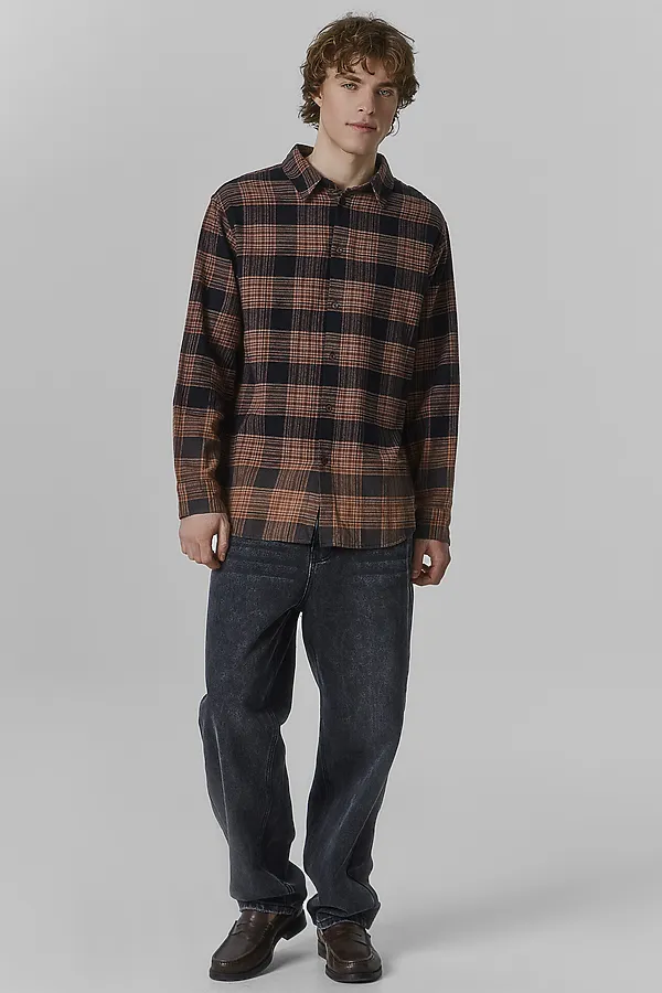 Рубашка мужская MARK FORMELLE, коричневая клетка с варкой - фото 2