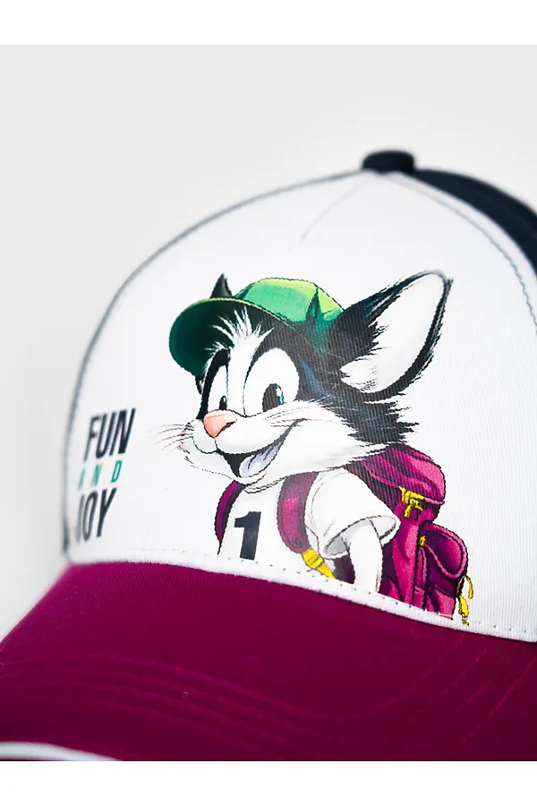 Кепка текстильная для мальчиков PLAYTODAY, белый,тёмно-синий,малиновый - фото 2