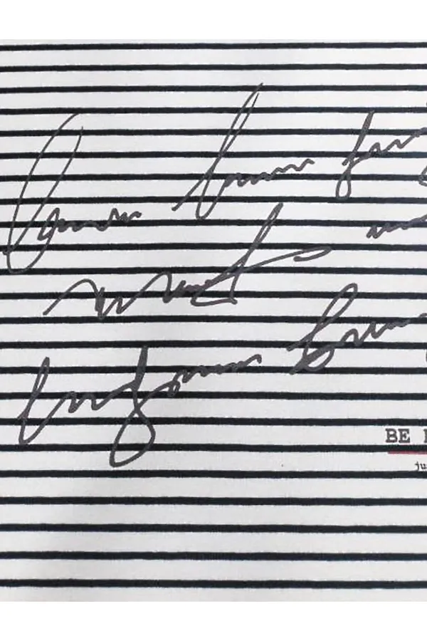 Свободная футболка в черно-белую полоску с принтом из премиального хлопка с эластаном VILATTE, белый-черный_be different - фото 2