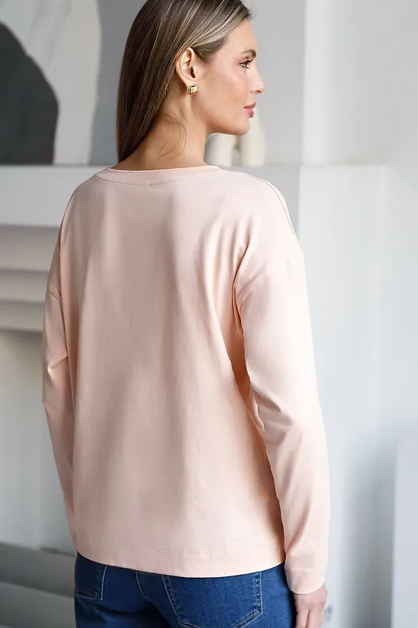 Лонгслив с принтом из премиального хлопка с эластаном VILATTE, пудра_пейзаж - фото 2