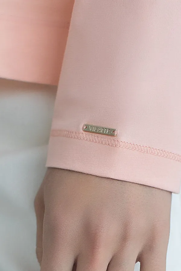 Лонгслив с принтом из премиального хлопка с эластаном VILATTE, пудра_пейзаж - фото 2